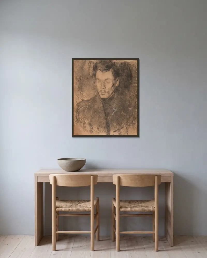 Porträtstudie des Architekten Franciszek Mączyński von Olga Boznanska gerahmt an einer Wand