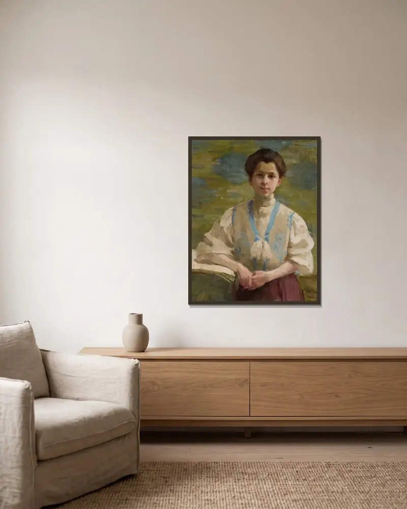 Selbstporträt, 1893 von Olga Boznanska gerahmt an einer Wand