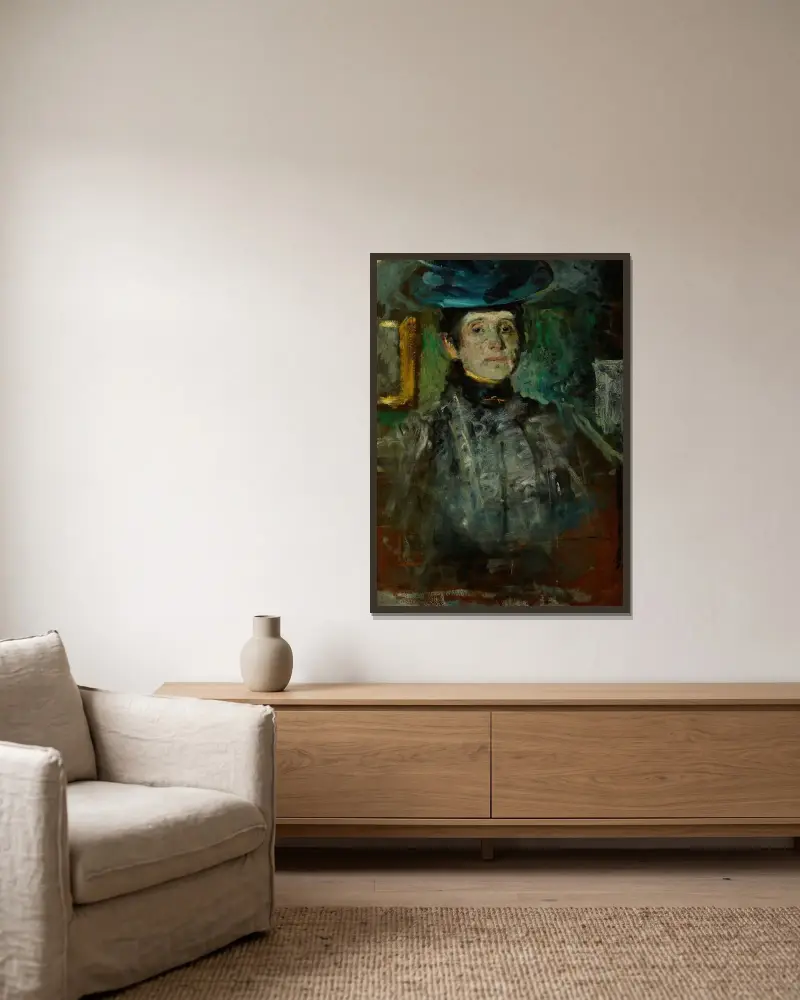 Selbstporträt, 1908 von Olga Boznanska gerahmt an einer Wand