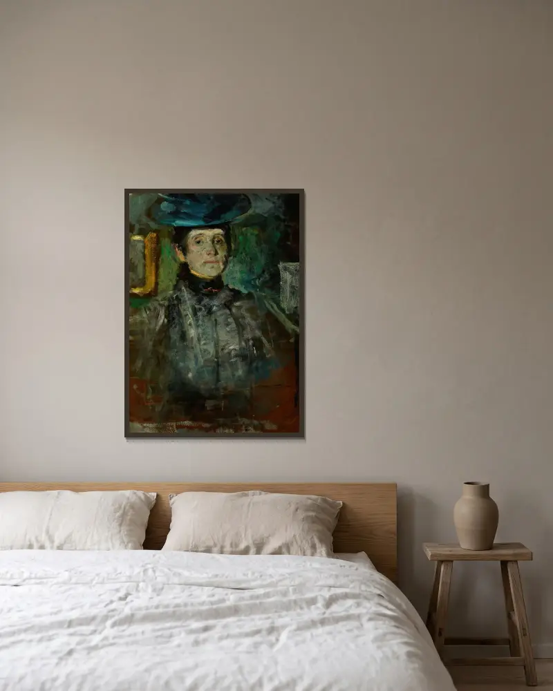Selbstporträt, 1908 von Olga Boznanska gerahmt an einer Wand