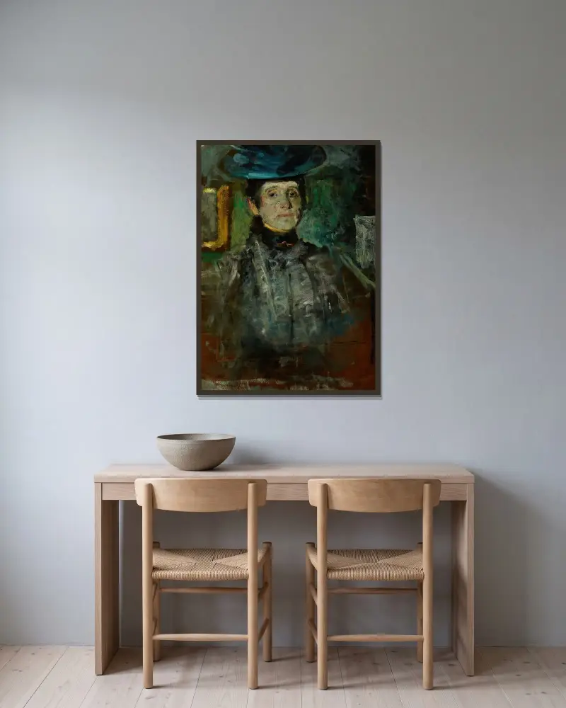Selbstporträt, 1908 von Olga Boznanska gerahmt an einer Wand