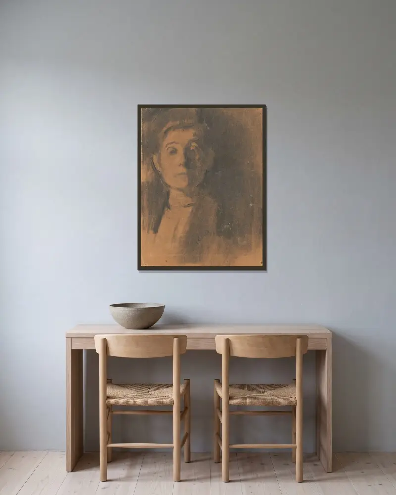 Selbstporträt, 1900 von Olga Boznanska gerahmt an einer Wand