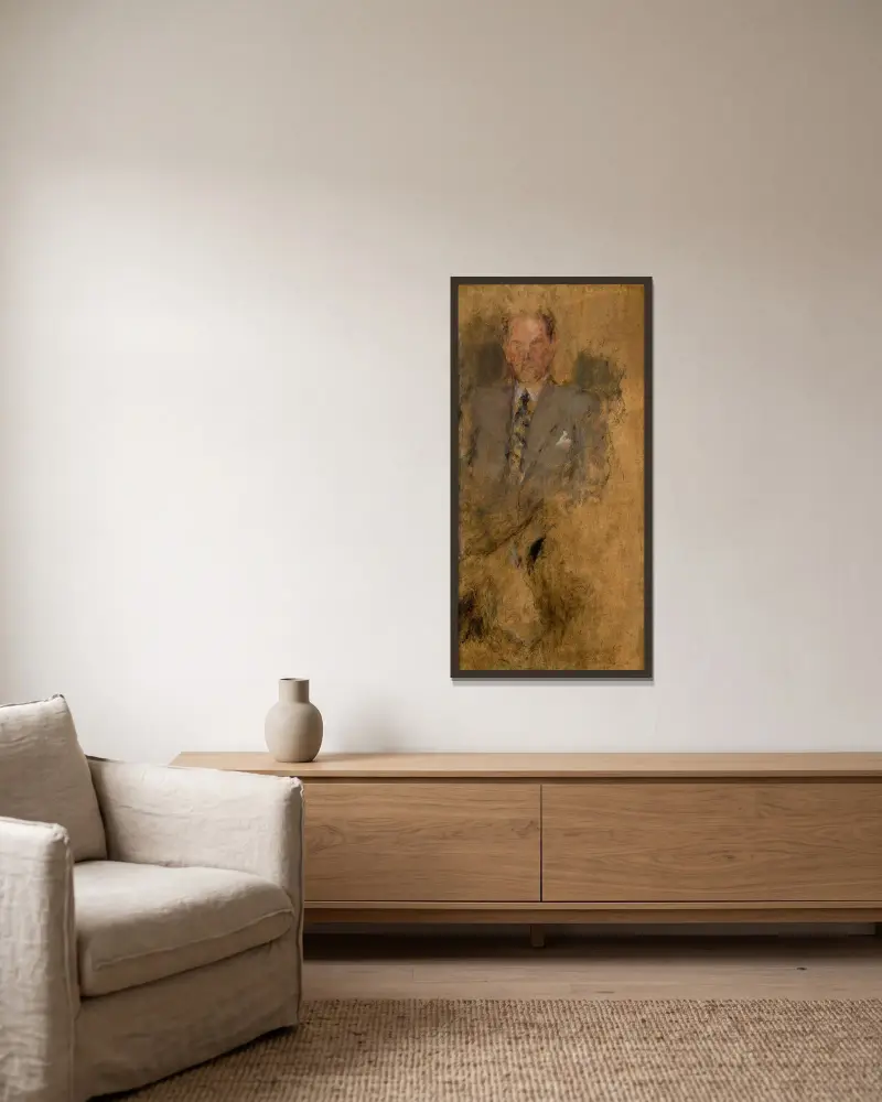 Skizze einer männlichen Figur, 1932 von Olga Boznanska gerahmt an einer Wand