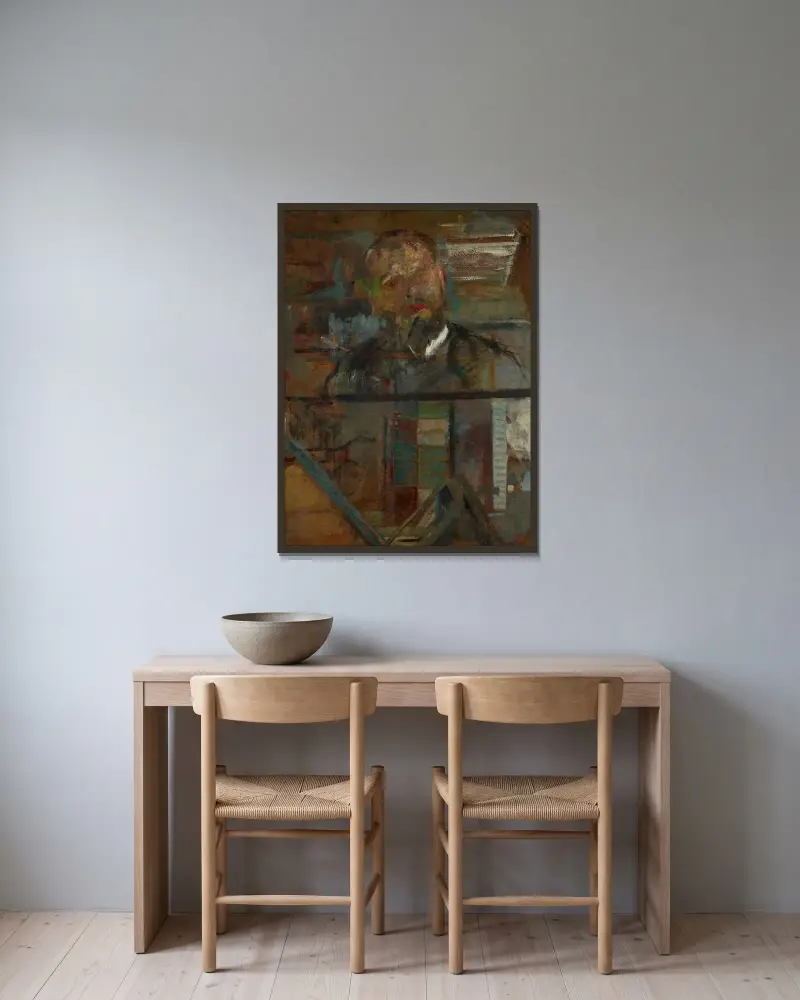 Skizzenporträt eines Mannes von Olga Boznanska gerahmt an einer Wand
