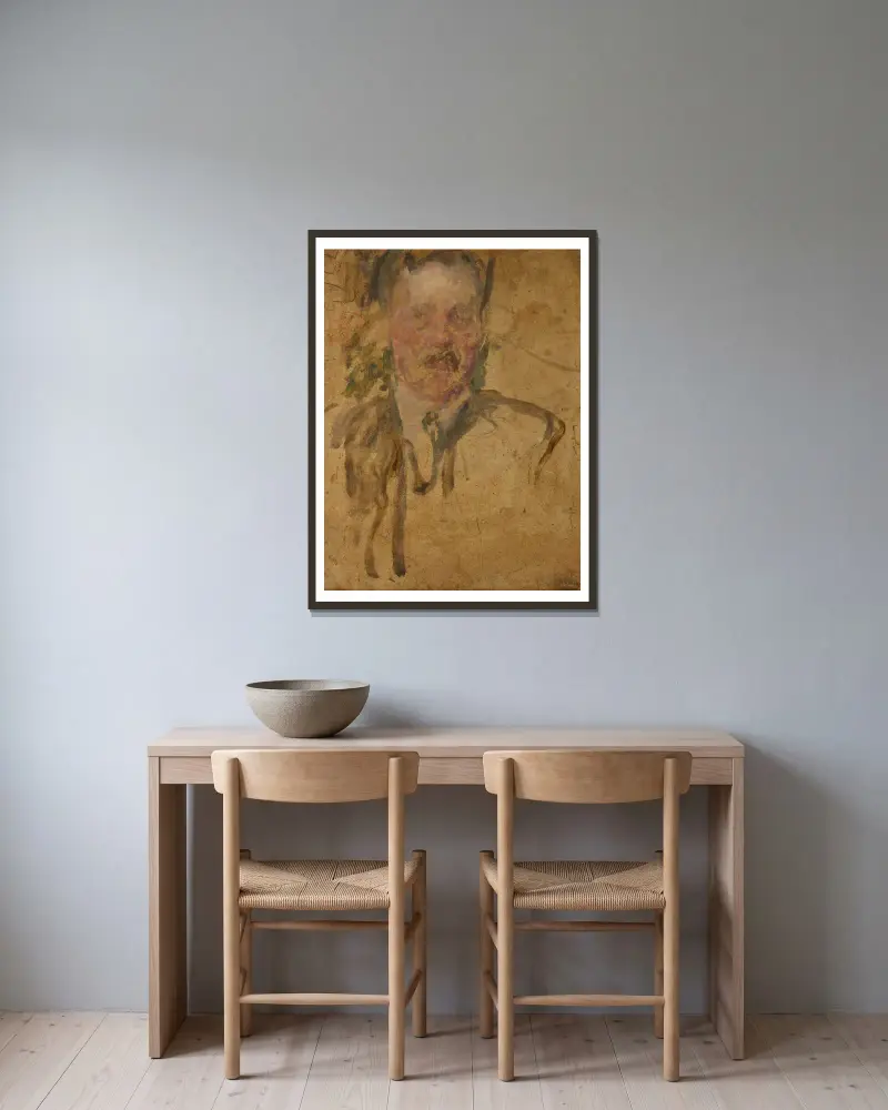 Sketch to the Portrait of Mr Beyley av Olga Boznanska inramad på en vägg
