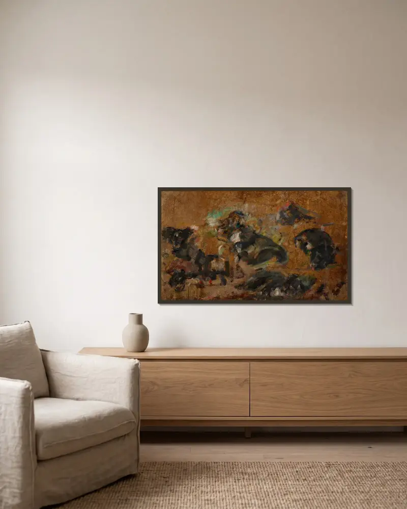 Hundskizzen von Olga Boznanska gerahmt an einer Wand