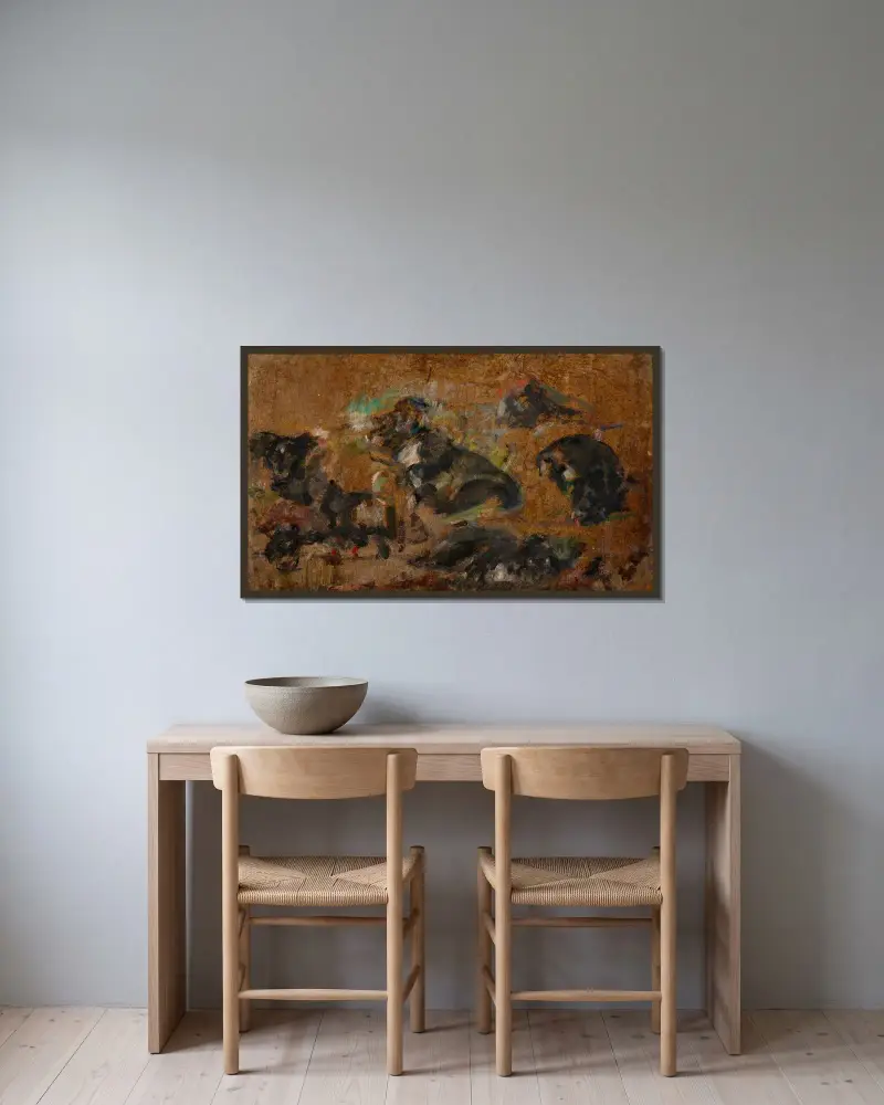 Hundskizzen von Olga Boznanska gerahmt an einer Wand