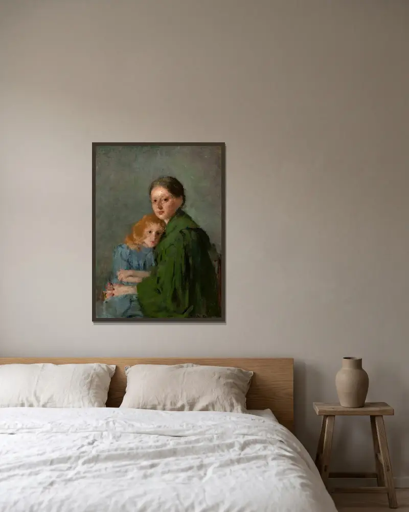 Studie einer Frau mit einem Mädchen von Olga Boznanska gerahmt an einer Wand