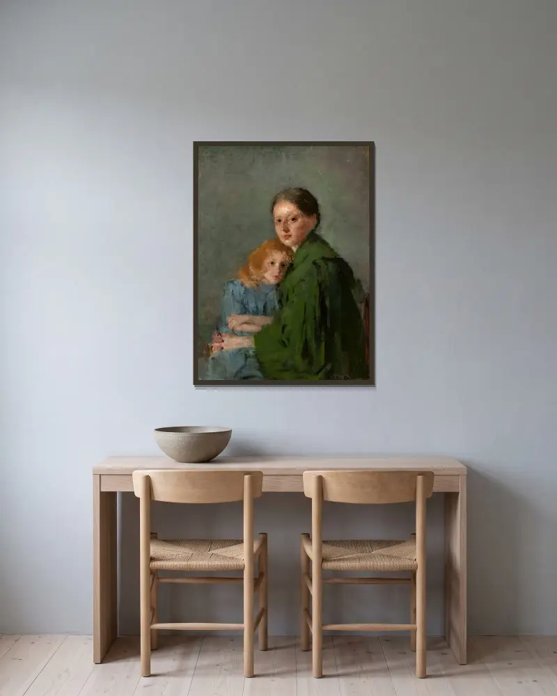Studie einer Frau mit einem Mädchen von Olga Boznanska gerahmt an einer Wand