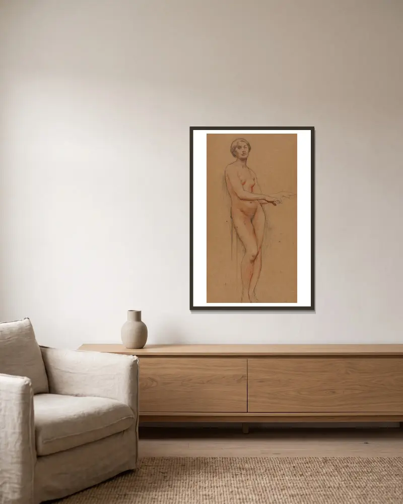 Etude de femme nue av Luc-Olivier Merson inramad på en vägg
