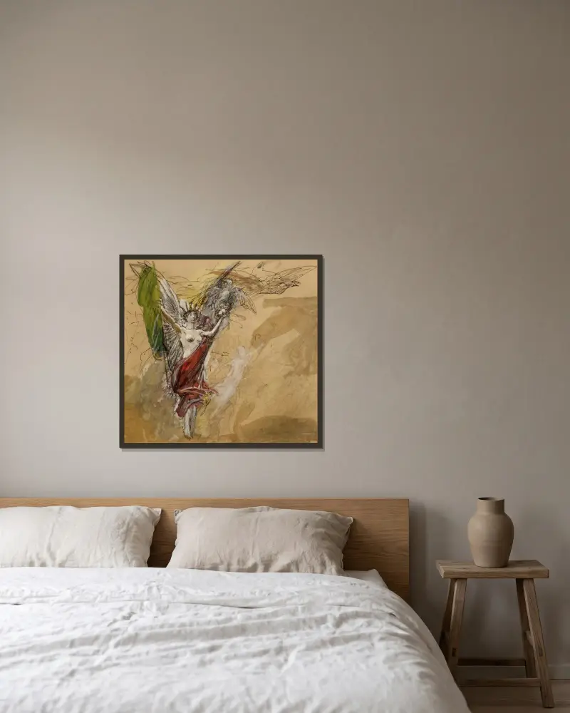 Studie fliegender Gestalten von Luc-Olivier Merson gerahmt an einer Wand