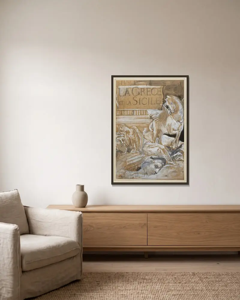 La Crece et la Sicile von Luc-Olivier Merson gerahmt an einer Wand