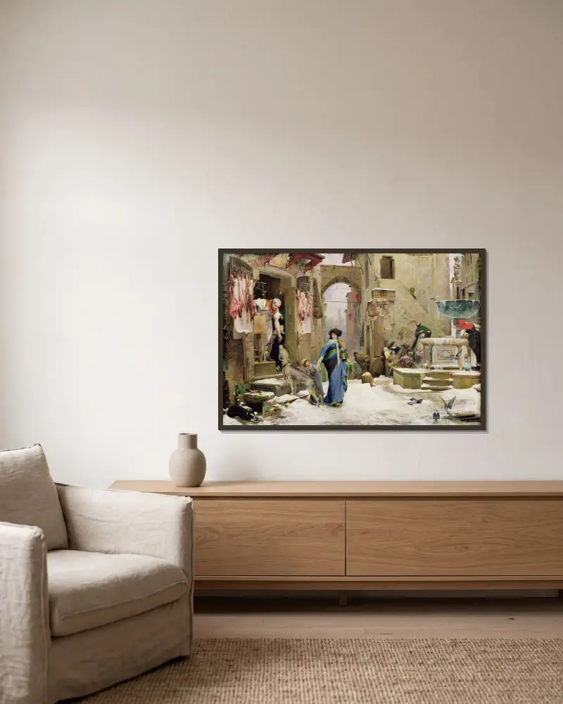 Der Wolf von Gubbio von Luc-Olivier Merson gerahmt an einer Wand