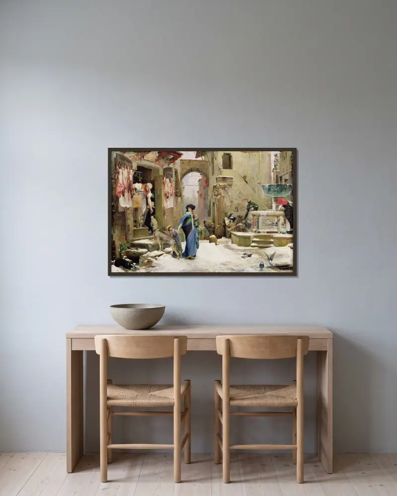 Der Wolf von Gubbio von Luc-Olivier Merson gerahmt an einer Wand
