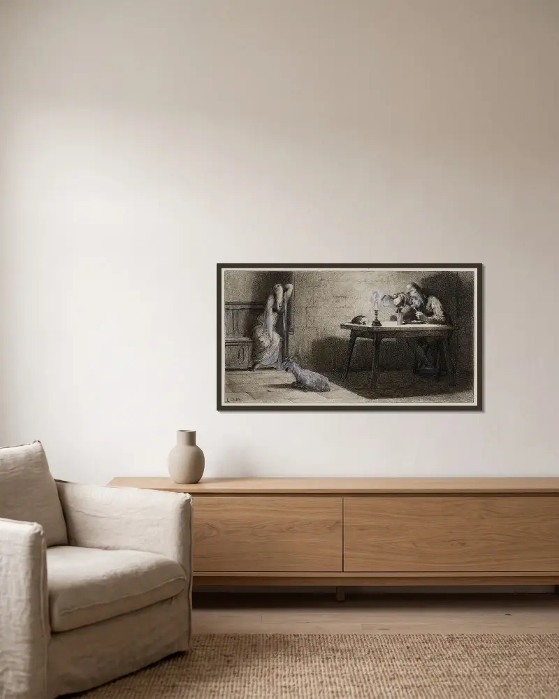 Eine Hochzeitsnacht von Luc-Olivier Merson gerahmt an einer Wand