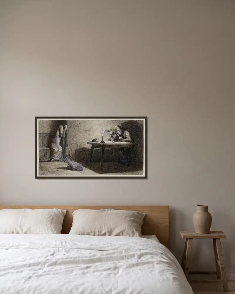 Eine Hochzeitsnacht von Luc-Olivier Merson gerahmt an einer Wand