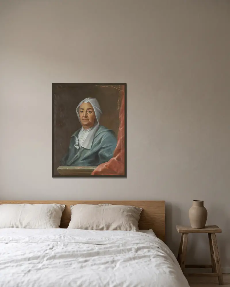 Brita Sneckenberg (1654-1737) av Olof Arenius inramad på en vägg