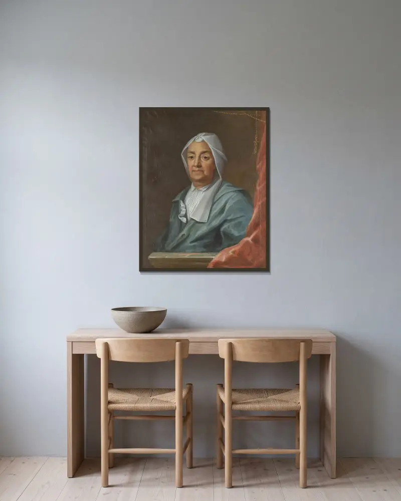 Brita Sneckenberg (1654-1737) av Olof Arenius inramad på en vägg