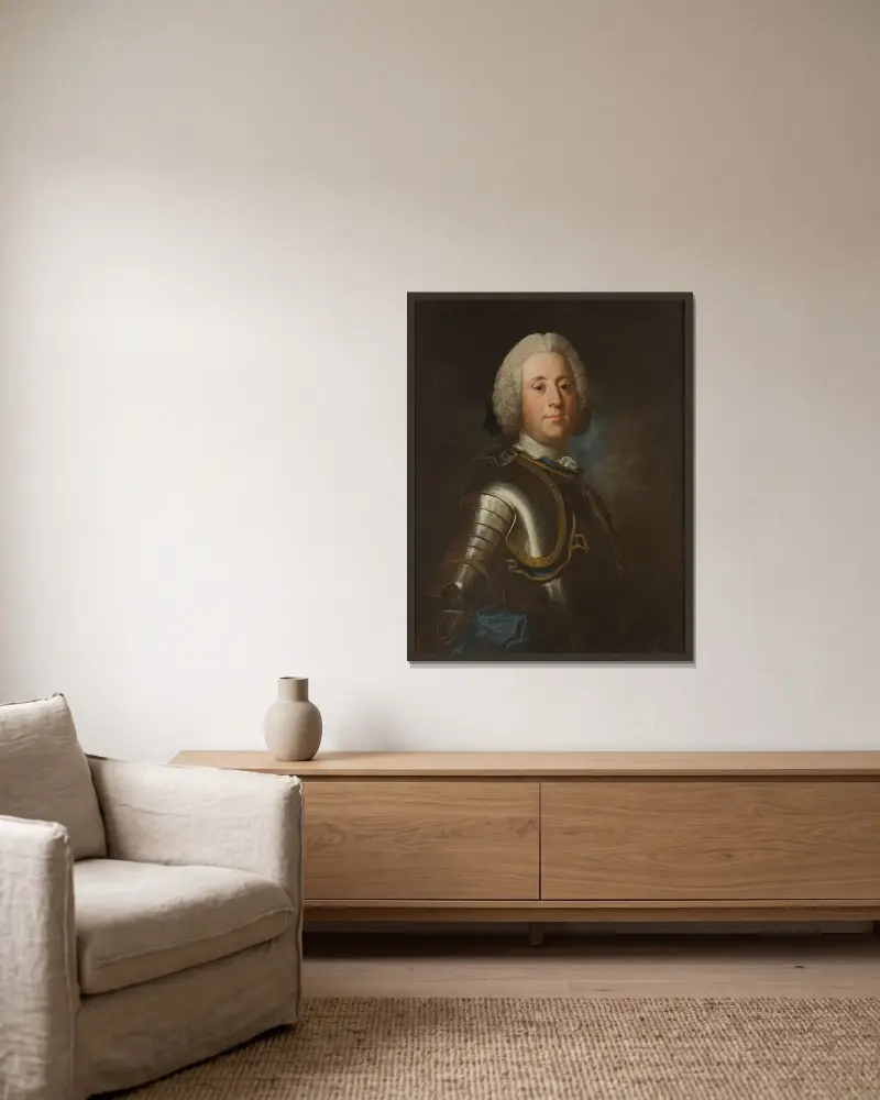 Gustaf Henrik Mannerheim, 1695-1777 av Olof Arenius inramad på en vägg