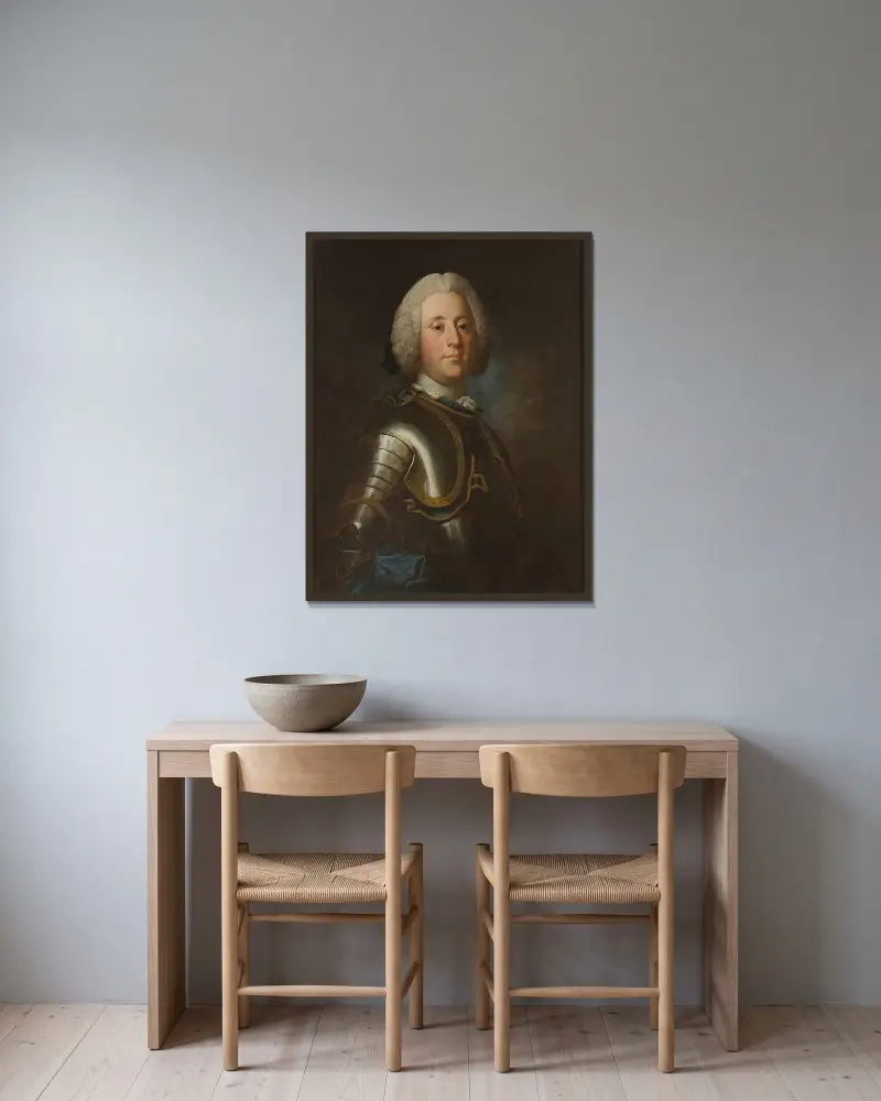 Gustaf Henrik Mannerheim, 1695-1777 av Olof Arenius inramad på en vägg