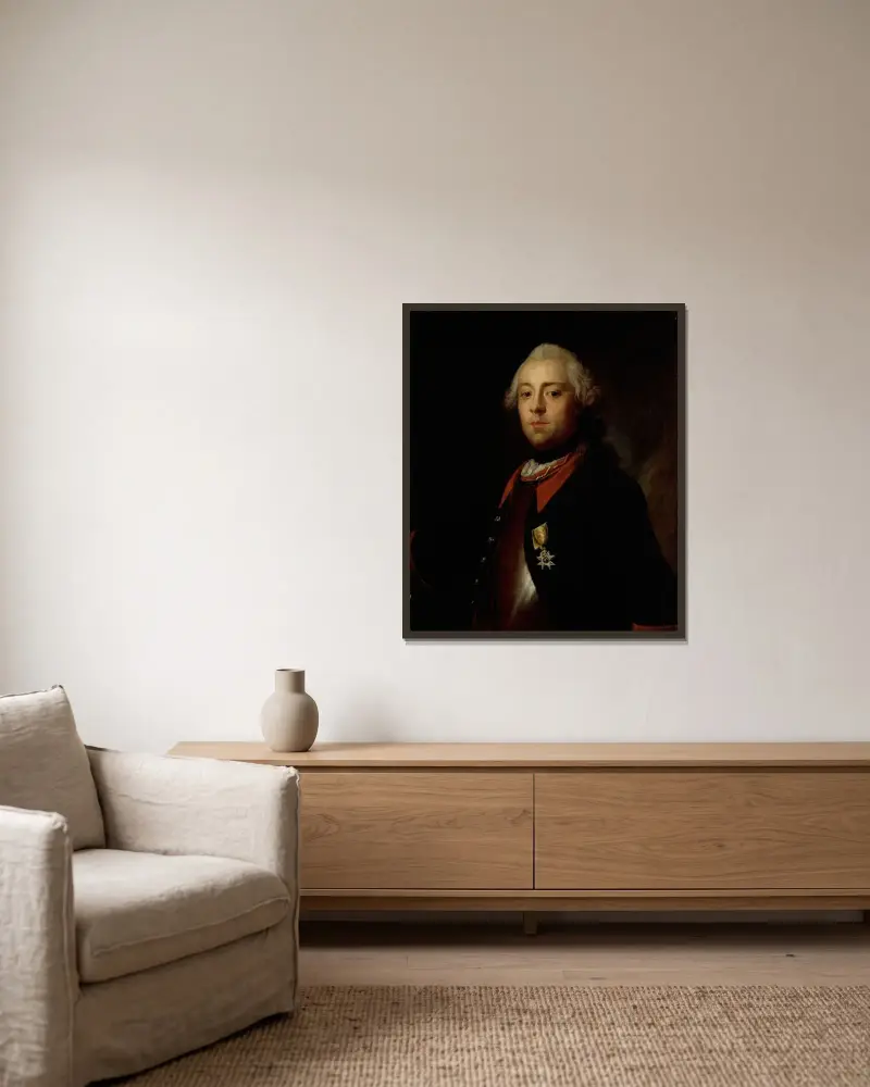 Lieutenant Carl De Geer av Olof Arenius inramad på en vägg