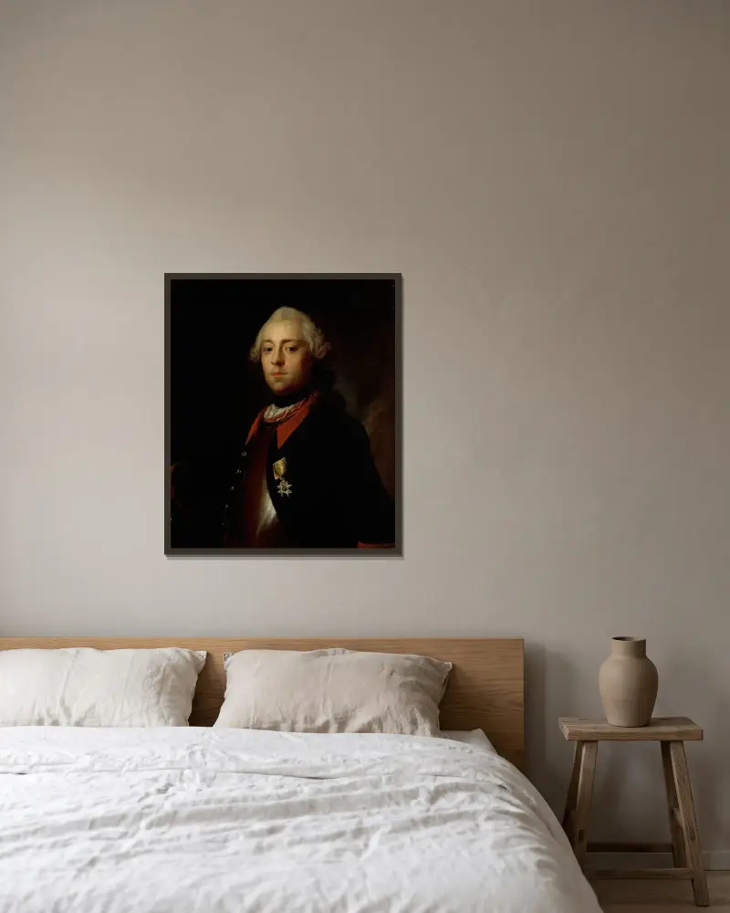 Lieutenant Carl De Geer av Olof Arenius inramad på en vägg