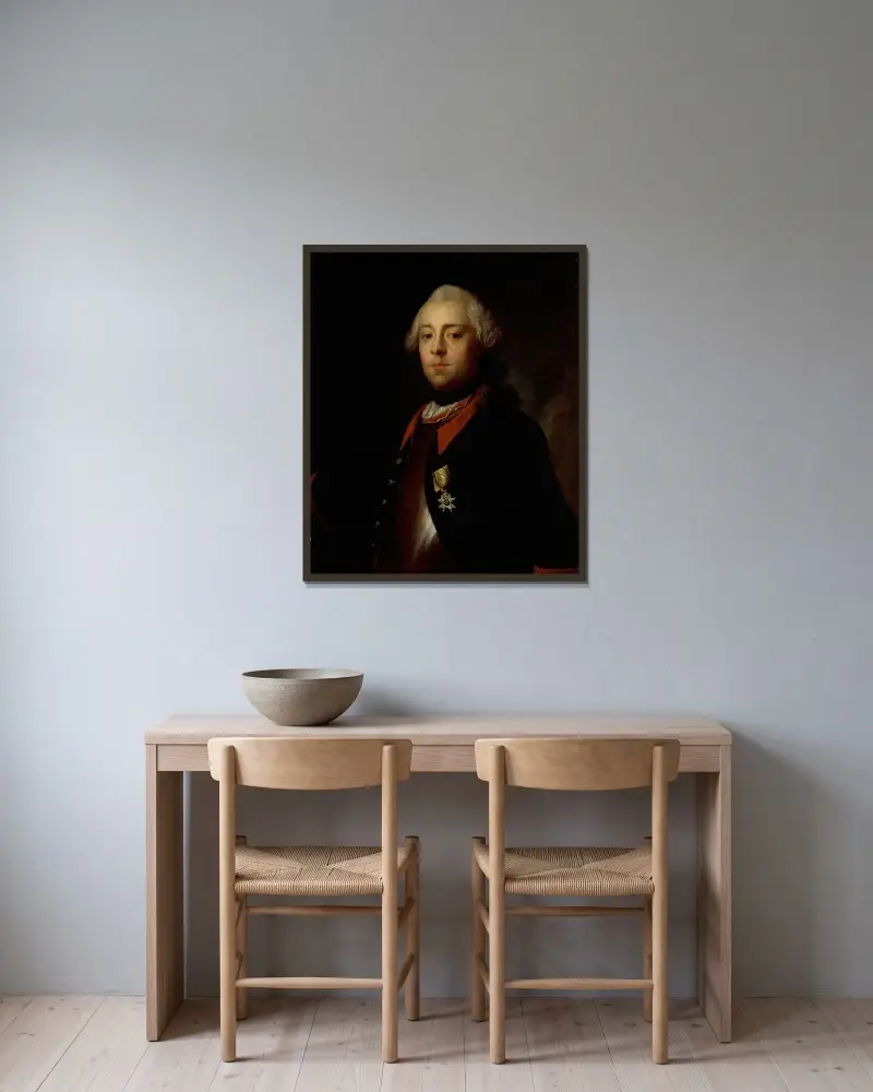 Lieutenant Carl De Geer av Olof Arenius inramad på en vägg