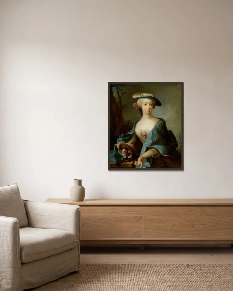 Portrait Of A Lady av Olof Arenius inramad på en vägg