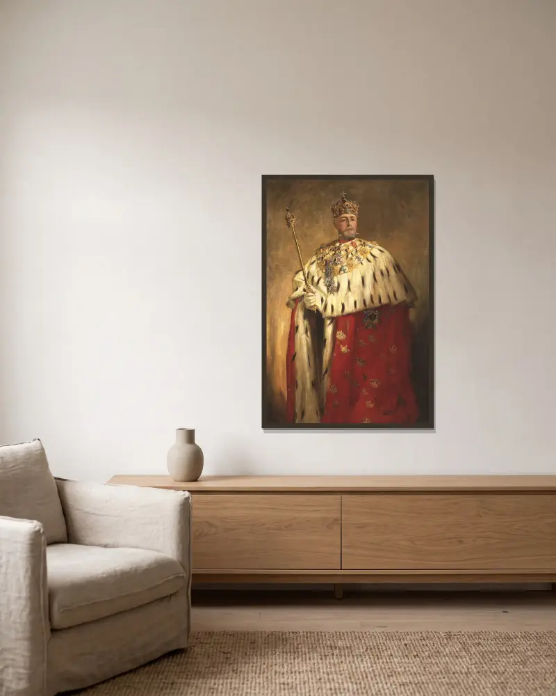 Oskar II (Oskar Fredrik), 1829-1907, King of Sweden 1872 and of Norway 1872-1905 av Oscar Björck inramad på en vägg