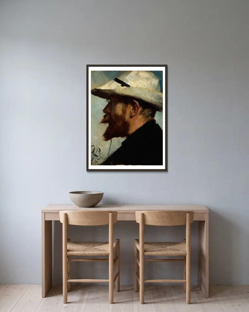Porträt von P.S. Krøyer von Oscar Björck gerahmt an einer Wand