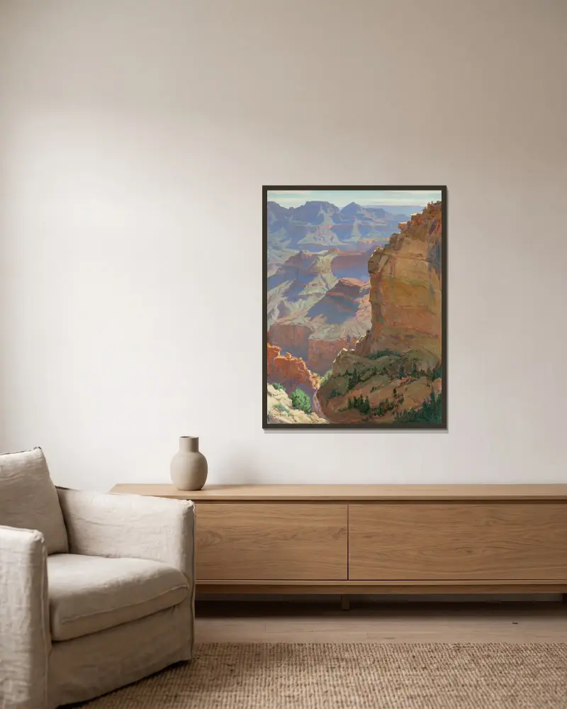 Grand Canyon av Carl Oscar Borg inramad på en vägg