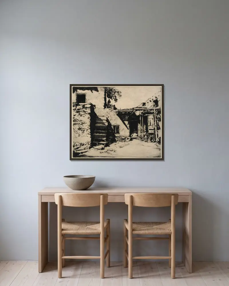 Hövdingens hus, Moenkopi, Arizona av Carl Oscar Borg inramad på en vägg