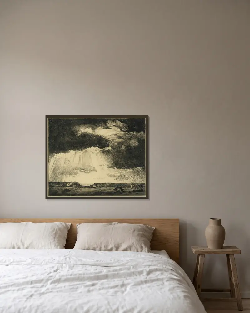 Under Western Skies av Carl Oscar Borg inramad på en vägg