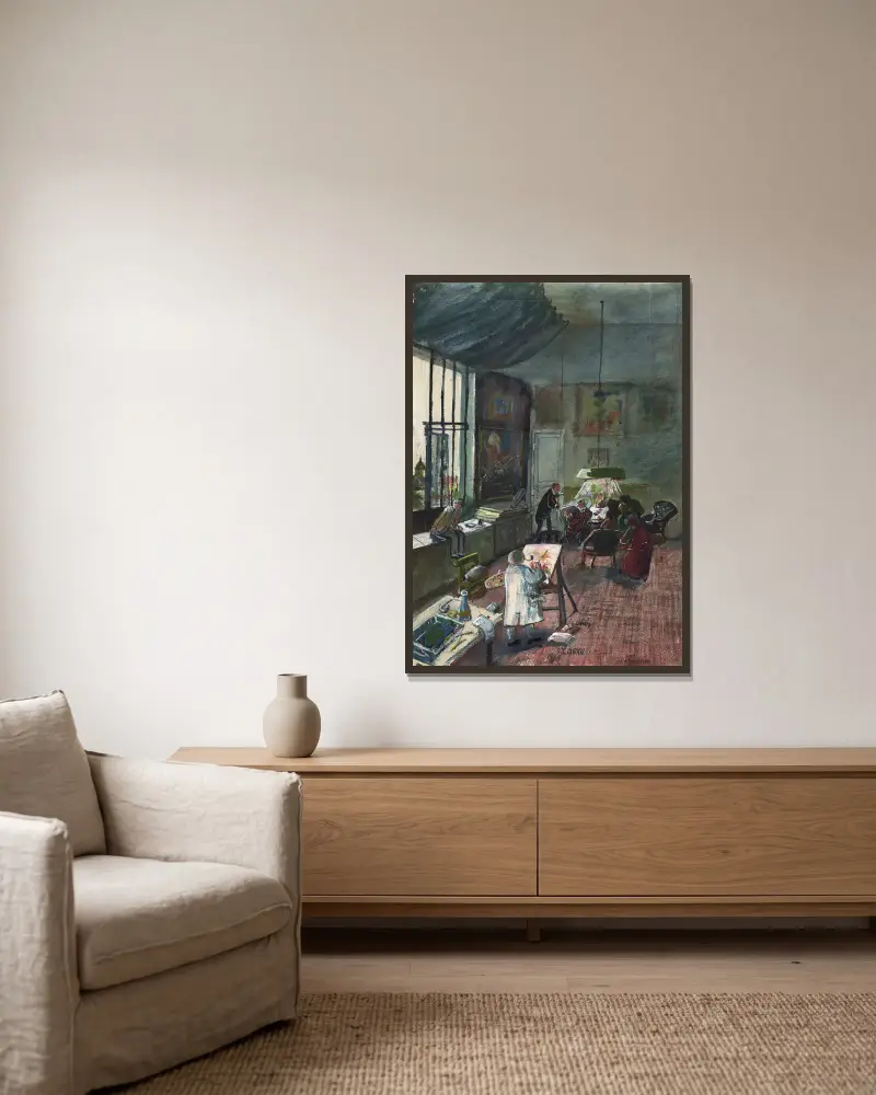 Das Atelier Oskar Laskes in Wien av Oskar Laske inramad på en vägg
