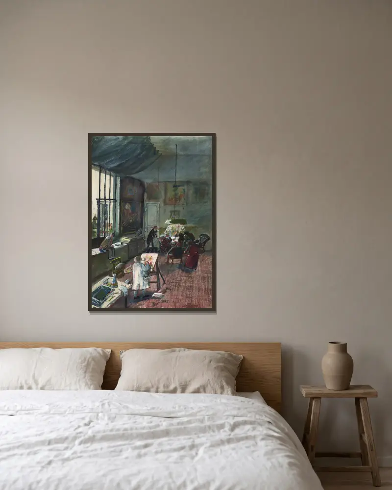 Das Atelier Oskar Laskes in Wien av Oskar Laske inramad på en vägg