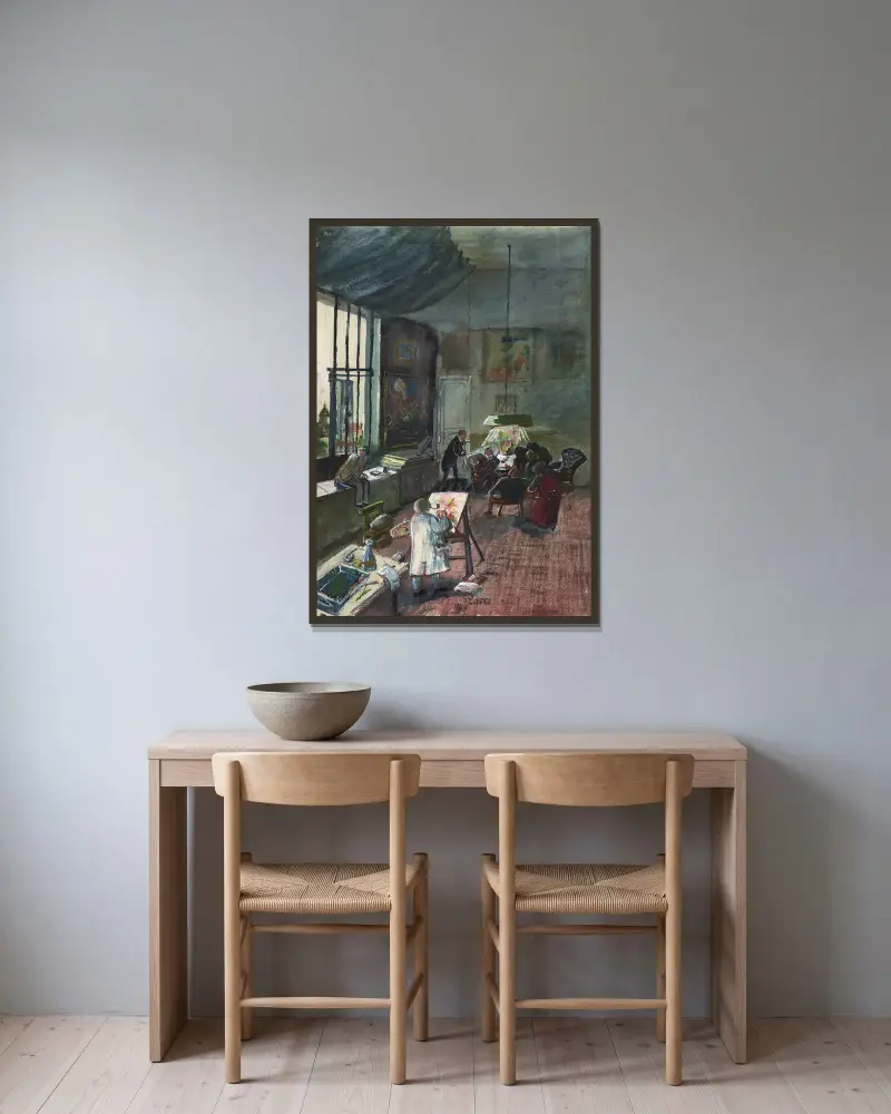 Das Atelier Oskar Laskes in Wien av Oskar Laske inramad på en vägg