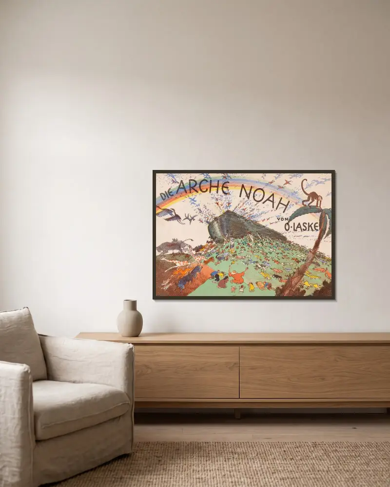Die Arche Noah von Oskar Laske gerahmt an einer Wand