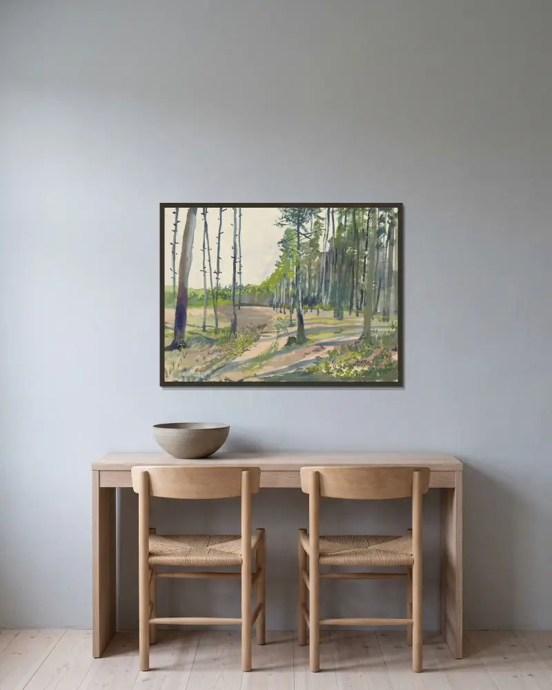 Kallham av Oskar Laske inramad på en vägg