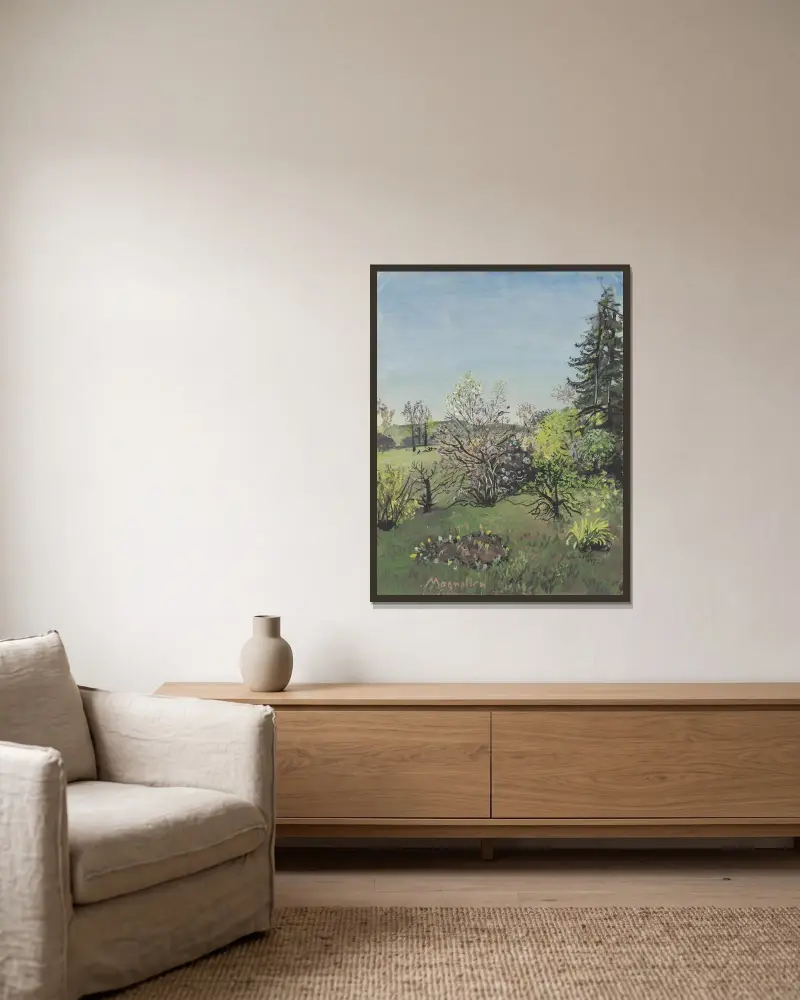Magnolien von Oskar Laske gerahmt an einer Wand