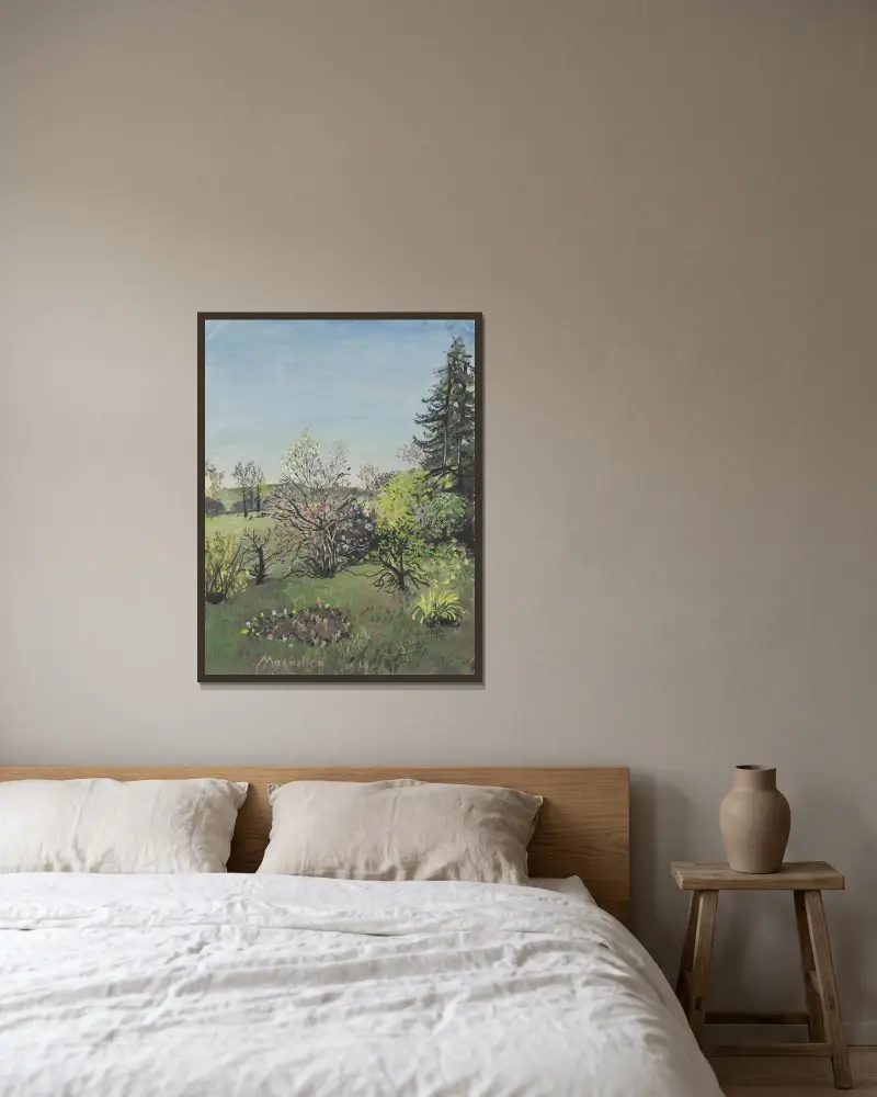 Magnolien von Oskar Laske gerahmt an einer Wand