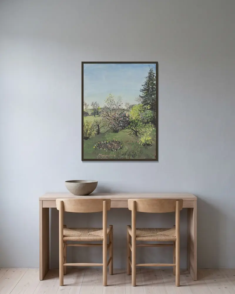 Magnolien von Oskar Laske gerahmt an einer Wand
