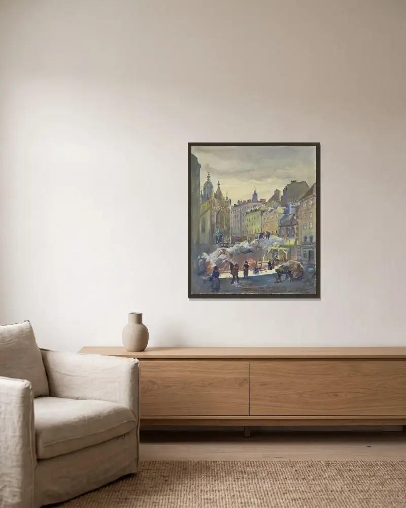 Maria am Gestade von Oskar Laske gerahmt an einer Wand