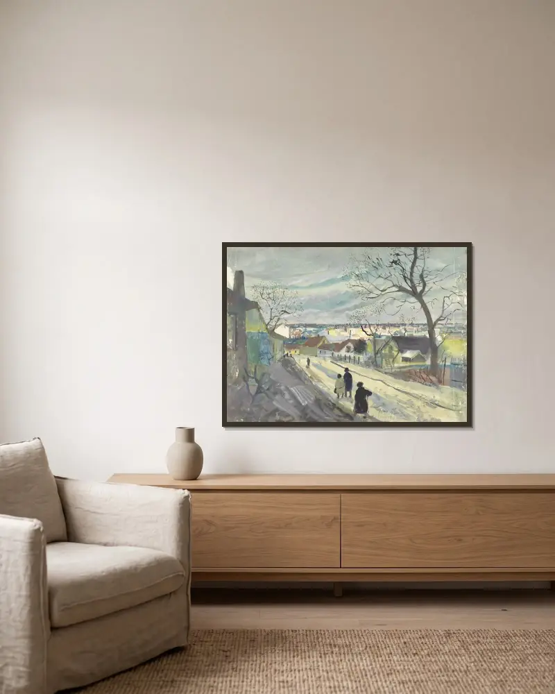 Ober St. Veit, Firmiangasse mit Blick über Wien av Oskar Laske inramad på en vägg
