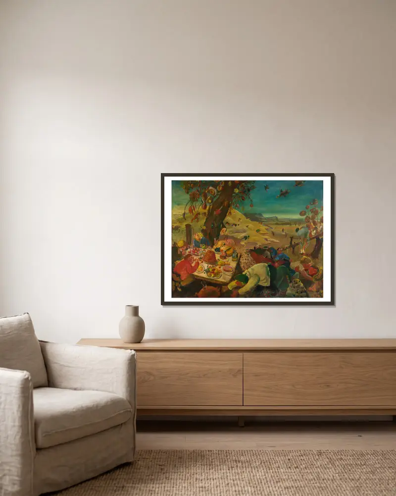 Schlaraffenland, Oskar Laske v rámu na stěně