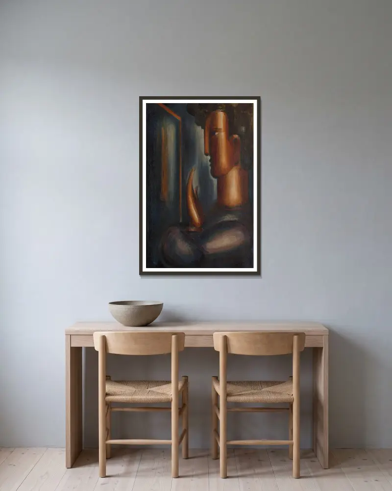 Před zrcadlem, Oskar Schlemmer v rámu na stěně