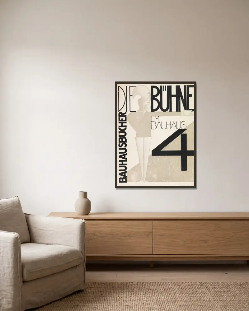 Die Bühne im Bauhaus av Oskar Schlemmer inramad på en vägg