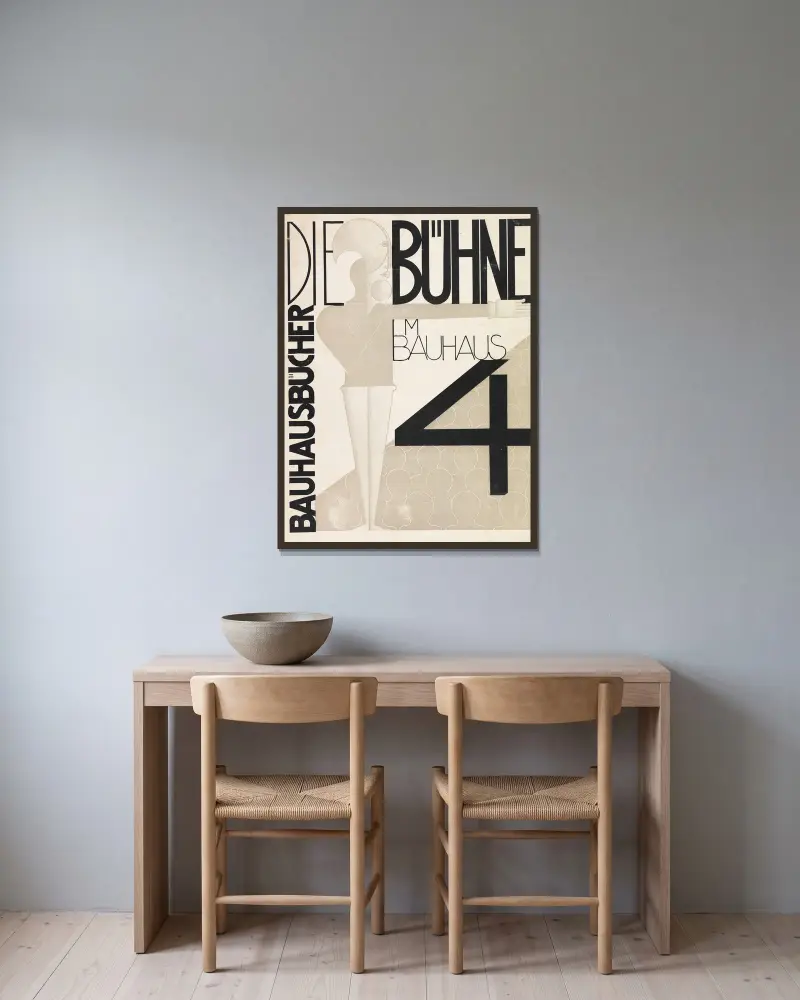 Die Bühne im Bauhaus av Oskar Schlemmer inramad på en vägg
