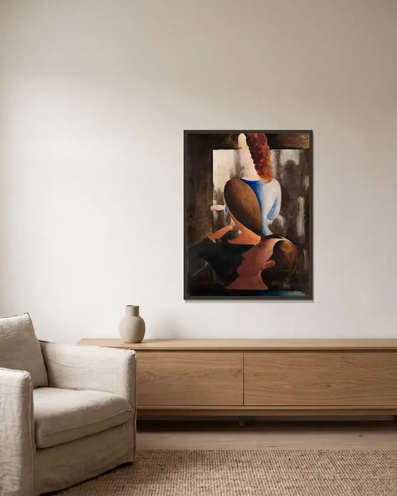 Drei vor Schatten von Oskar Schlemmer gerahmt an einer Wand