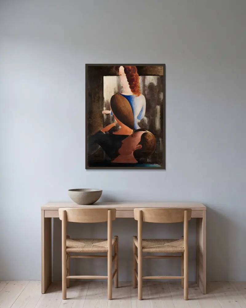 Drei vor Schatten von Oskar Schlemmer gerahmt an einer Wand
