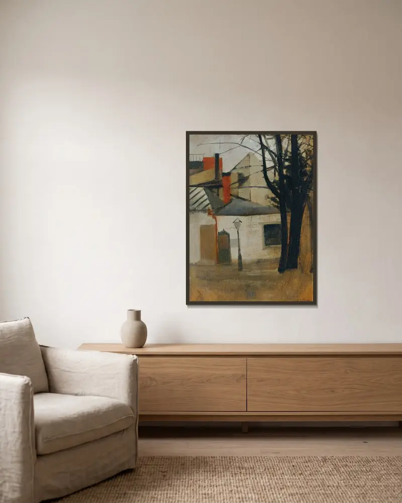 Gassenwinkel von Oskar Schlemmer gerahmt an einer Wand